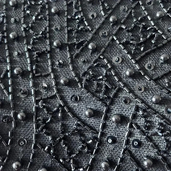 Vintage Victoria Black Silk Beaded Sequin Ball Gown Evening Dress Size 10 - Picture 15 of 15